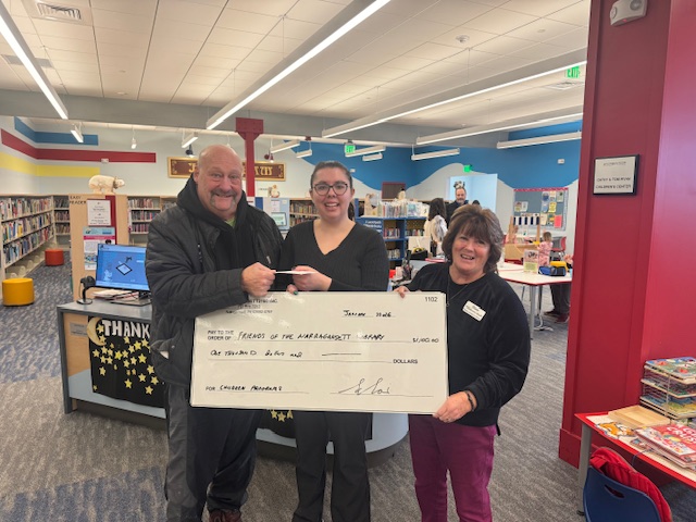 narragansett 2100 makes donation to the friends of the narragansett library